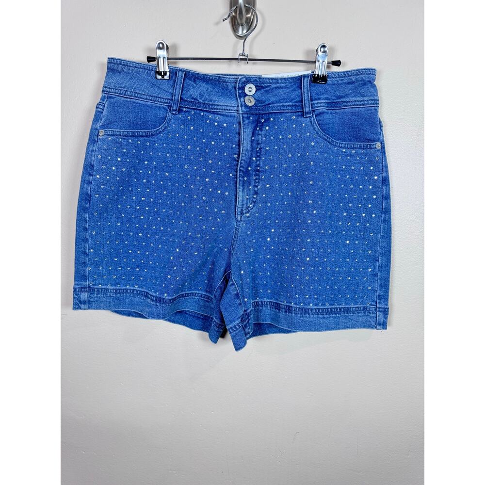 I.N.C. Womens Denim Shorts High Rise 5 inch Embellished Western Festival 14 Boho
